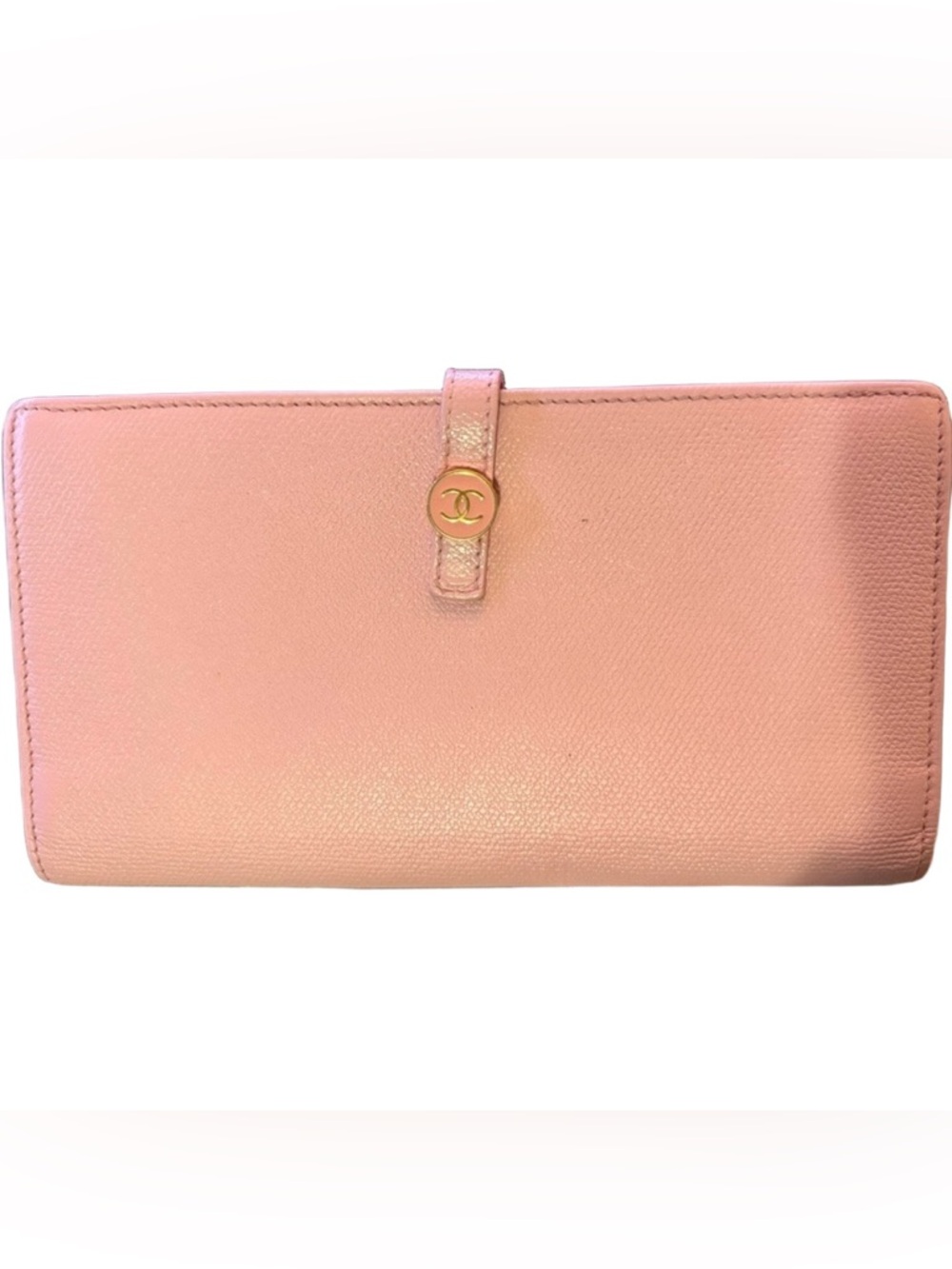 Chanel Pink Grained Calfskin CC Button Long Wallet